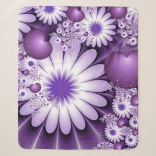 Falling in Love Abstract Flowers & Hearts Fractal Sherpa Blanket