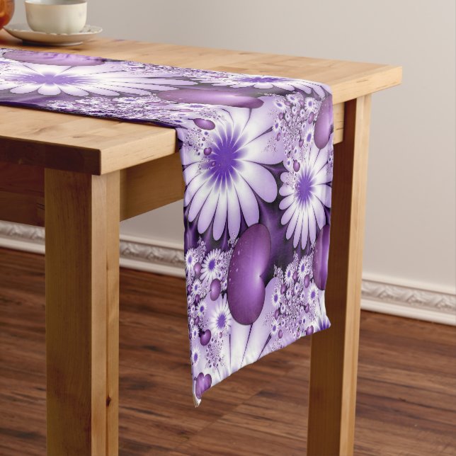 Falling in Love Abstract Flowers & Hearts Fractal Short Table Runner (In Situ)