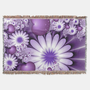 Falling in Love Abstract Flowers & Hearts Fractal Throw Blanket