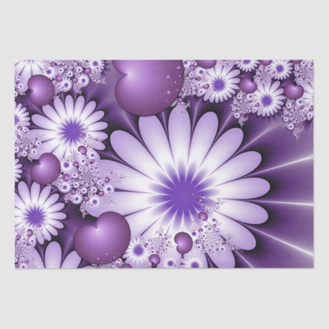 Falling in Love Abstract Flowers & Hearts Fractal Tissue Paper (Front)