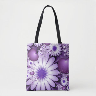 Falling in Love Abstract Flowers & Hearts Fractal Tote Bag