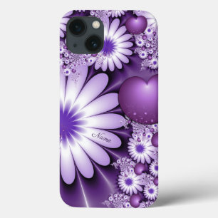 Falling in Love Abstract Flowers & Hearts Name iPhone 13 Case
