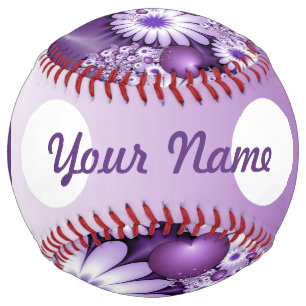 Falling in Love Abstract Flowers & Hearts Name Softball