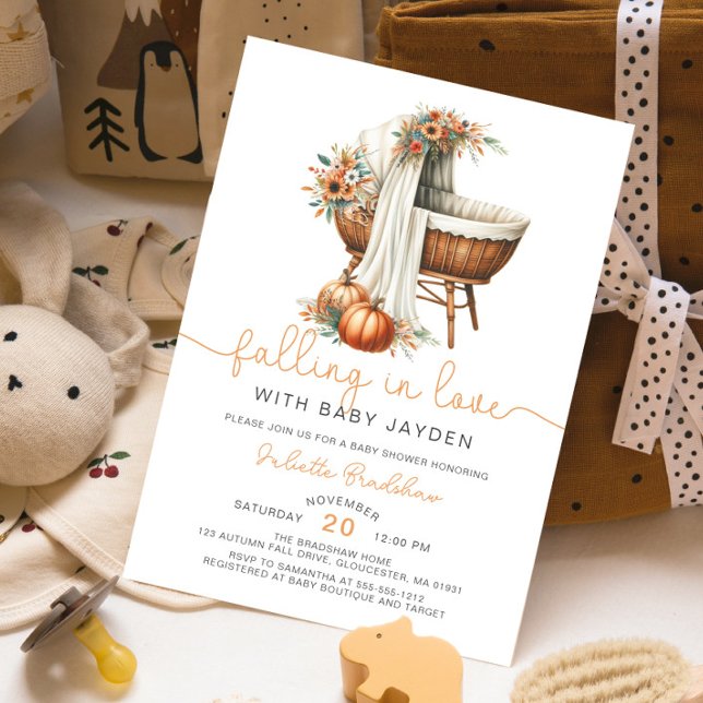 Falling In Love Autumn Floral Baby Shower Invitation (Creator Uploaded)