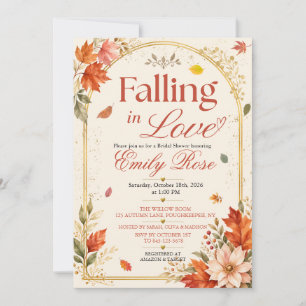 Falling in Love Autumn Floral Bridal Shower Invita Invitation