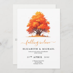Falling in Love Autumn Wedding Minimalist Invitation