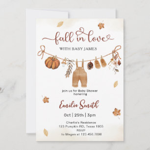 Falling In Love Boy Baby Clothes Baby Shower Invitation