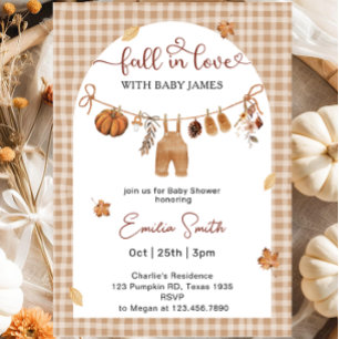 Falling In Love Boy Clothes  Baby Shower Invitation