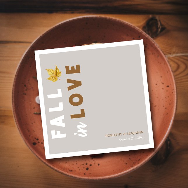 Falling in Love: Custom Script Fall Wedding Napkin (Falling in Love Modern Script Fall Wedding Napkins)