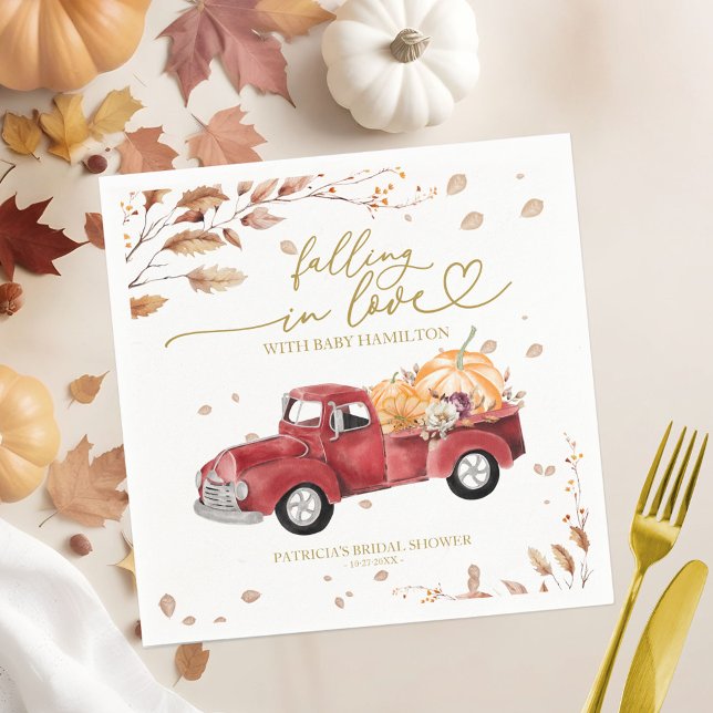 Falling In Love Fall Baby Shower Napkin (Creator Uploaded)