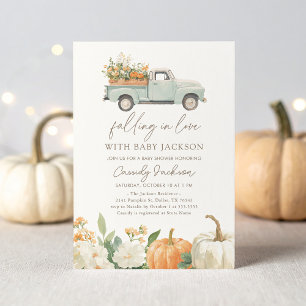 Falling in Love Fall Pumpkin Baby Shower Invitation