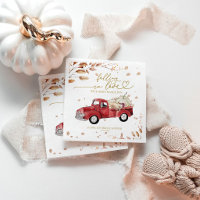 Falling In Love Fall Red Vintage Truck Baby Shower