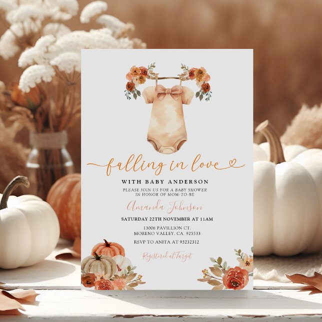 Falling In Love Floral Baby Clothes Baby Shower Invitation (Creator Uploaded)