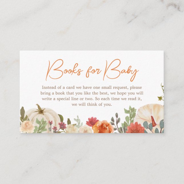 Falling In Love Floral Pumpkin Books for Baby Enclosure Card (Front)