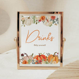 Falling In Love Floral Pumpkin Drinks Baby Shower Poster