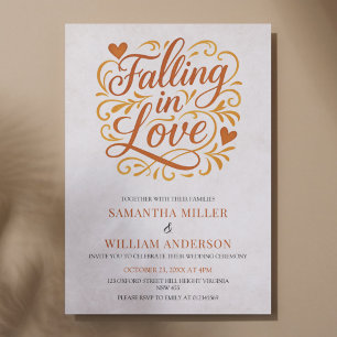 Falling in Love Modern Autumn Wedding Invitation