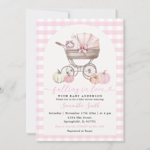 Falling in Love Pink Pumpkin Baby Shower Invitation
