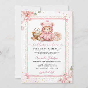 Falling in Love Pink Pumpkin Coquette Baby Shower Invitation