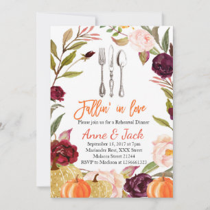 Falling in Love Pumpkin Rehearsal Dinner Invite