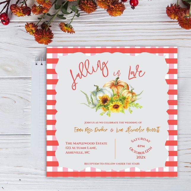 Falling in Love Pumpkins Sunflowers Fall Wedding (Falling in Love Pumpkins Sunflowers Fall Wedding Invitation)