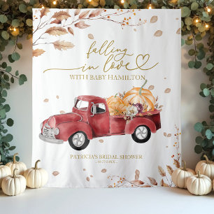 Falling In Love Red Truck Baby Shower Backdrop Tapestry