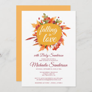 Falling in Love Rustic Autumn Fall Baby Shower Invitation