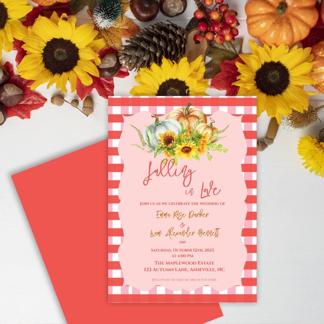 “Falling in Love” Rustic Fall Wedding Invitation (“Falling in Love” Rustic Fall Wedding Invitation)