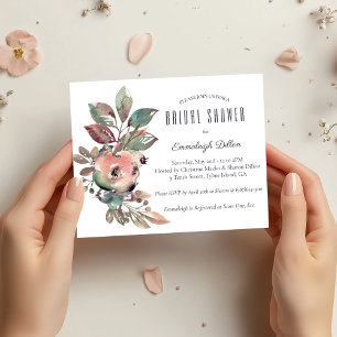 Falling In Love Watercolor Floral Bridal Shower Invitation