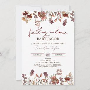 Falling in Love with Baby, Autumn Baby Shower Invitation