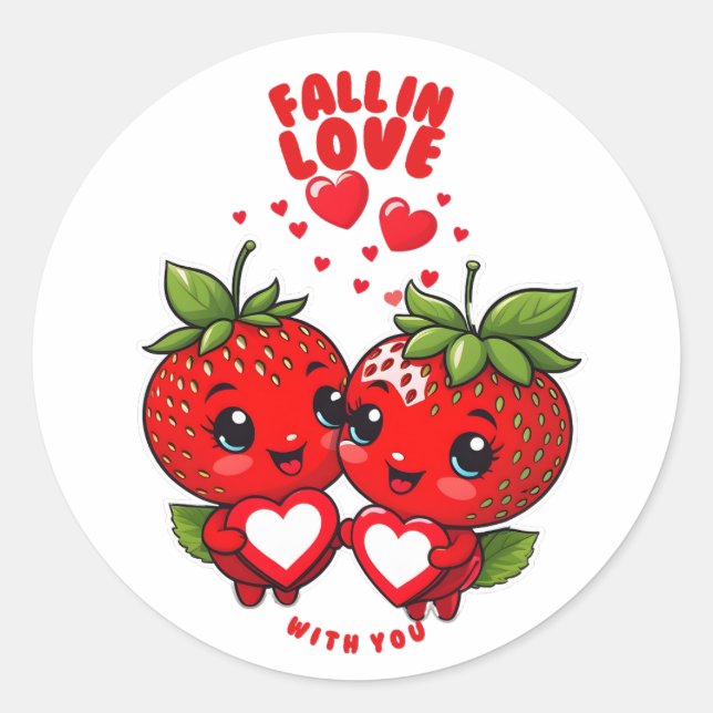 Falling in love with you classic round sticker (Front)