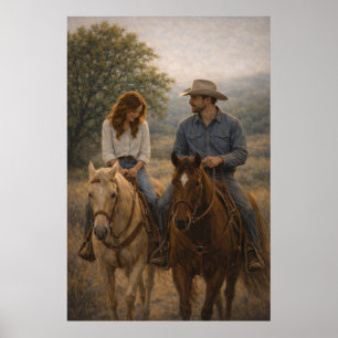 Falling in Stride   Western Horse Art   Poster