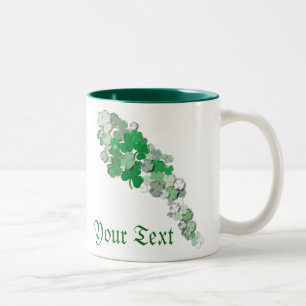 Falling Irish Shamrocks Two-Tone Coffee Mug
