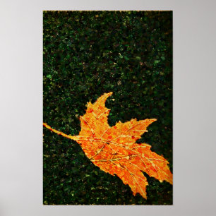 Falling Leaf Oil Painted Canvas Print