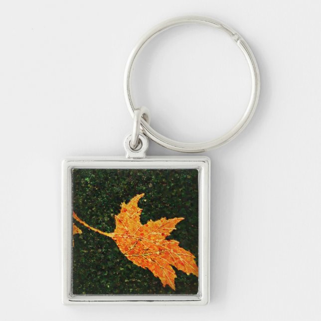 Falling Leaf Oil Painting Key Chain (Front)