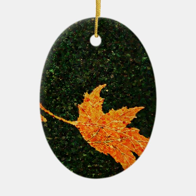 Falling Leaf Oil Painting Ornament (Front)