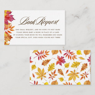 Falling Leaves Autumn Baby Shower Book Request Enclosure Card