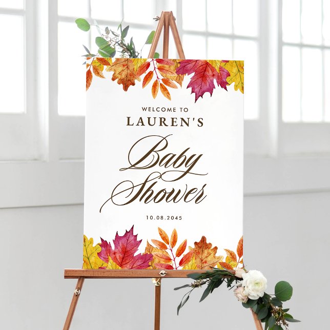 Falling Leaves Autumn Baby Shower Welcome Poster (Creator Uploaded)