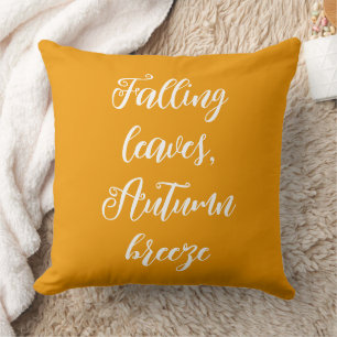 Falling Leaves Autumn Breeze Mango Throw Pillow