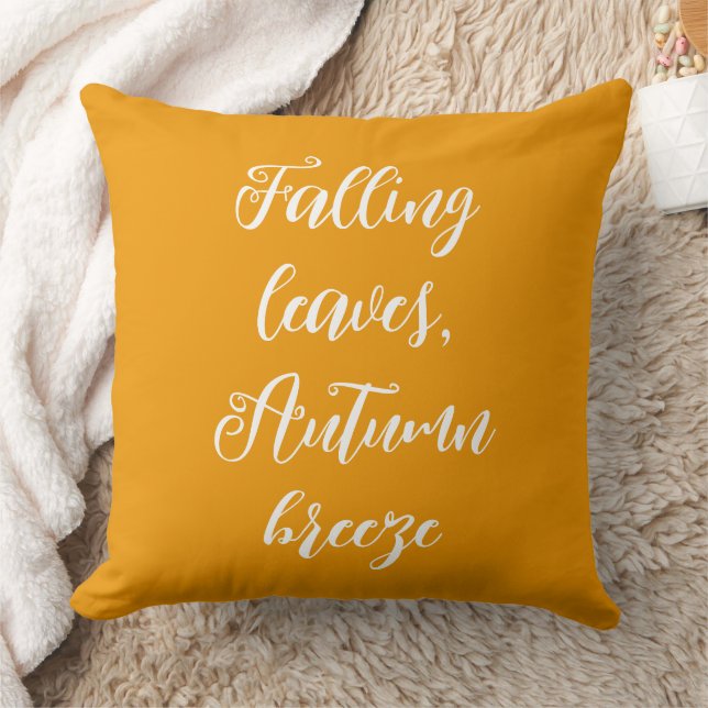 Falling Leaves Autumn Breeze Mango Throw Pillow (Blanket)