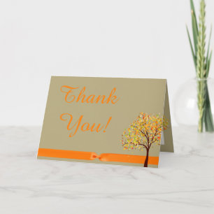 Falling Leaves Autumn Folded Thank You Card