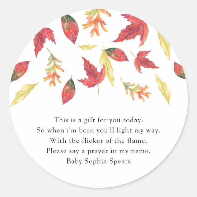 Falling leaves autumn - Prayer Candle Label (Front)