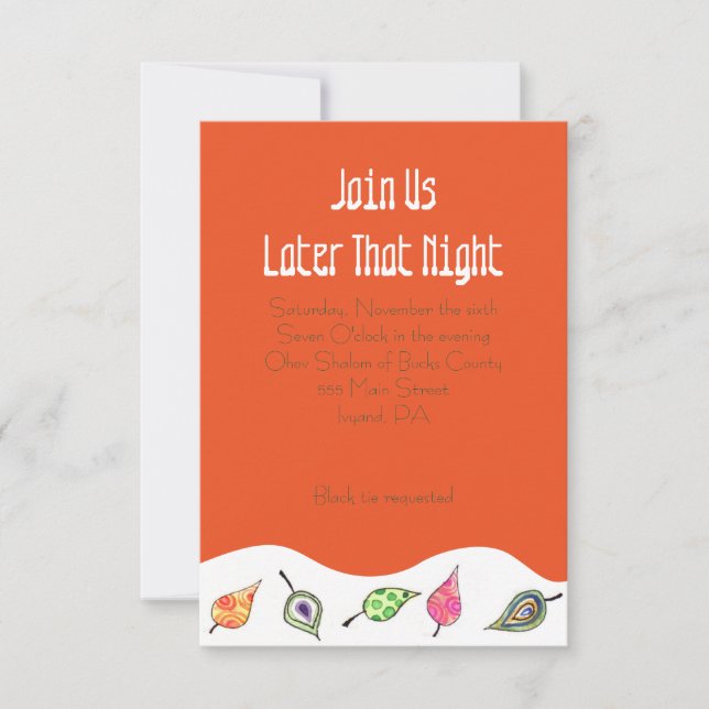 Falling Leaves Birds & Bees Bat Mitzvah Party Card (Front)