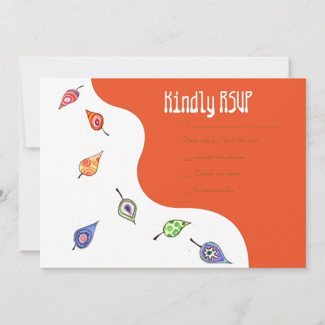 Falling Leaves Birds & Bees Bat Mitzvah RSVP Card (Front)