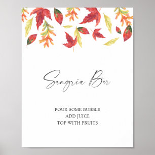 Falling leaves bridal shower - sangria bar poster