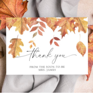 Falling leaves bridal shower thank you card