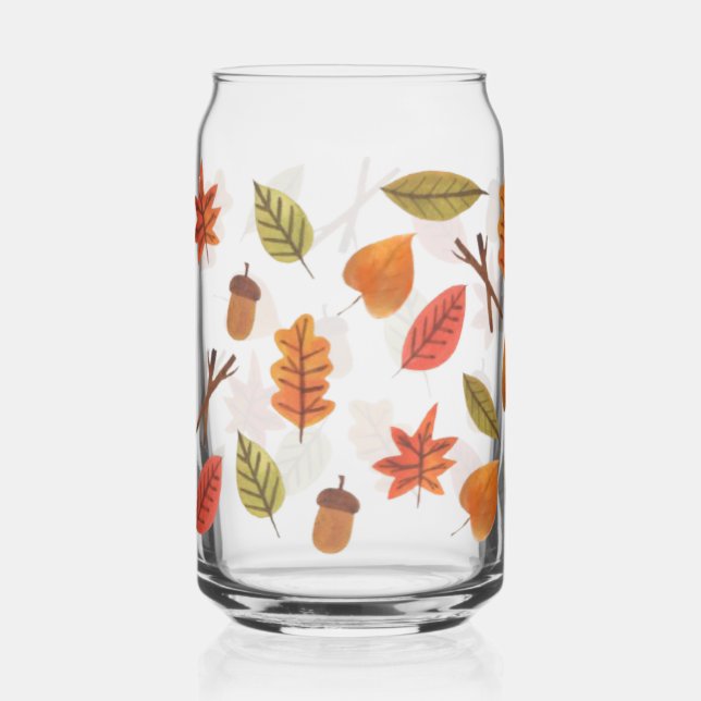 Falling Leaves Cosy Autumn Coffee Mug Can Glass (Front)