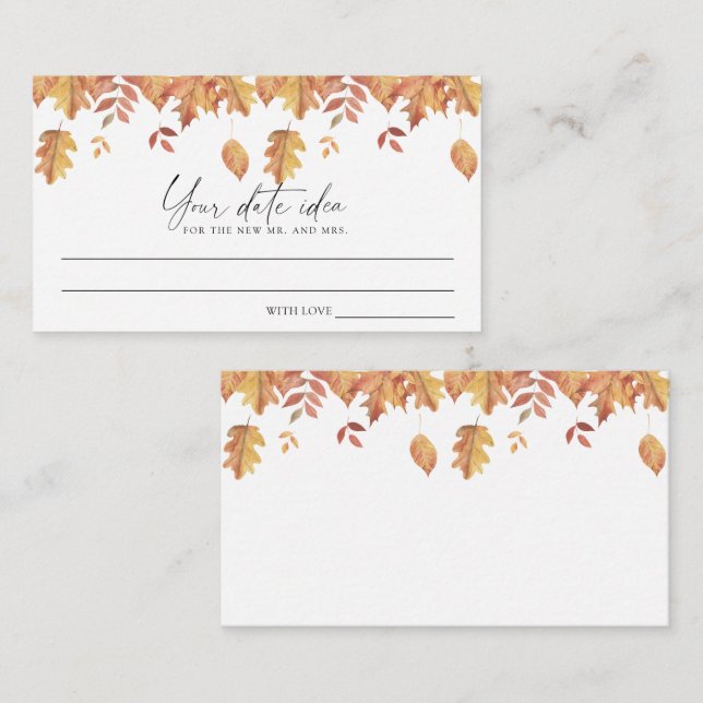 Falling leaves - Date night ideas \ Date jar Enclosure Card (Front/Back)