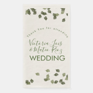 Falling Leaves Fall Autumn Greenery Thank You   Napkin