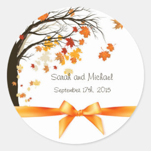 Falling Leaves Fall Autumn Wedding Envelope Seals