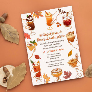 Falling Leaves & Fancy Drinks Please Fall Cocktail Invitation